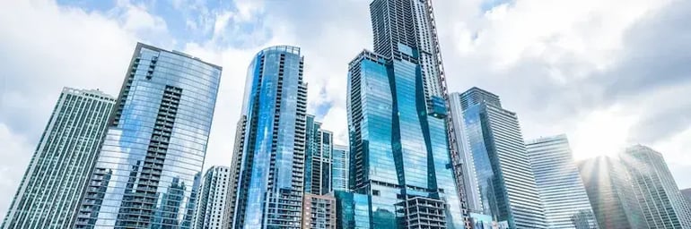 A row of high rise buildings